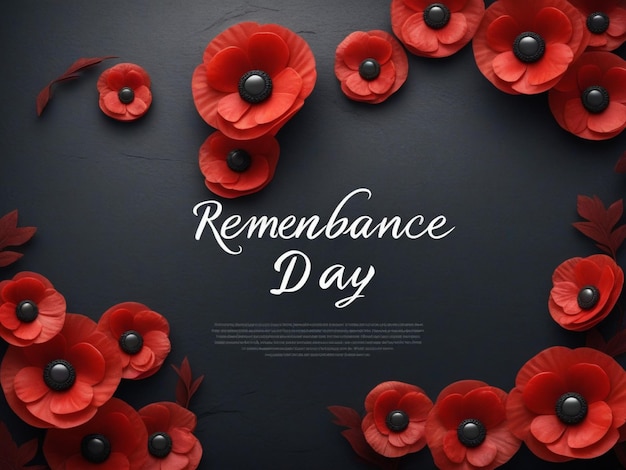 Photo a poster with red flowers and black background with the words remember remember remember day