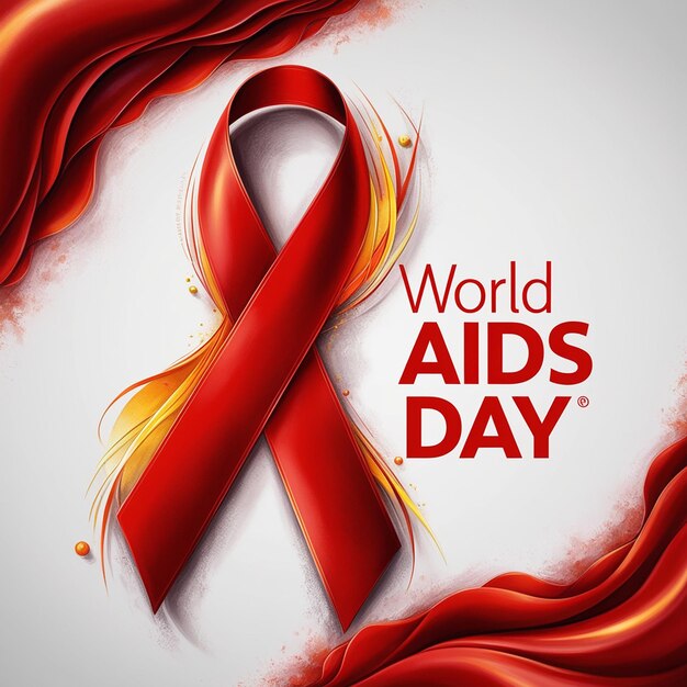 poster with a red ribbon that says world aids day