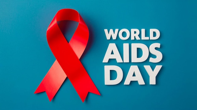 a poster with a red ribbon that says world aids day