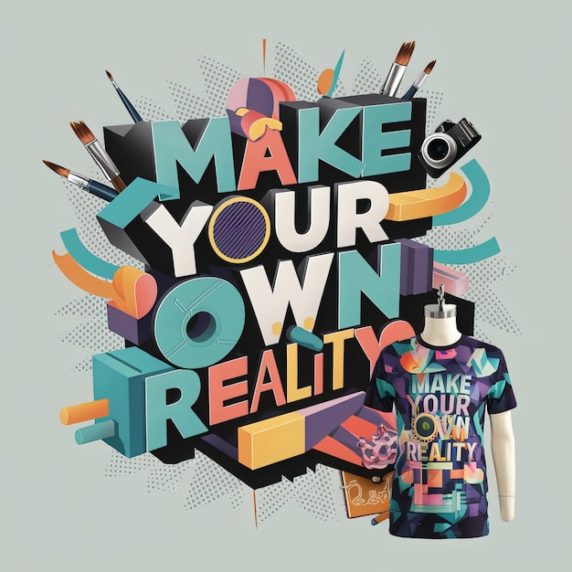 Photo a poster with a shirt that says make your own reality