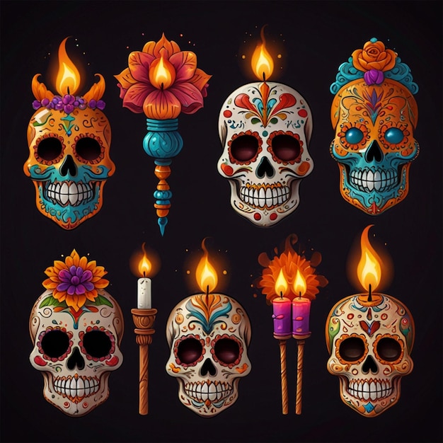 Photo a poster with skulls and candles that say  day of the dead