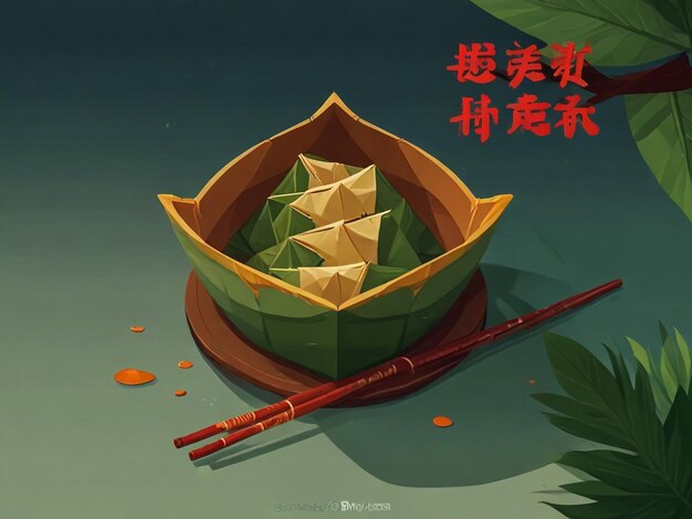 Photo a poster with a small bowl with a red chinese symbol on it