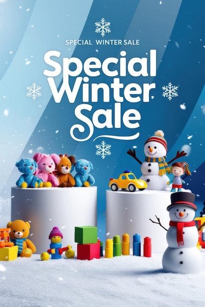 Photo a poster with a snowflake themed christmas sale