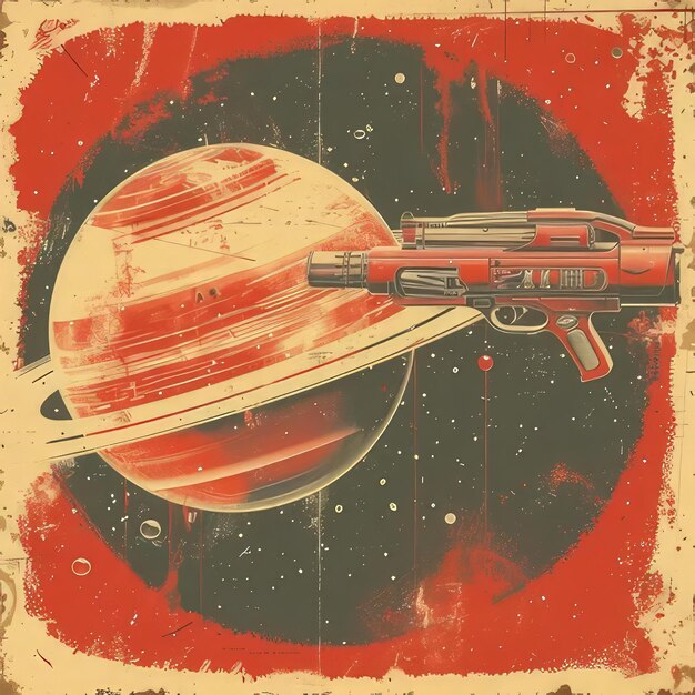 a poster with a spaceship on it that says  planet