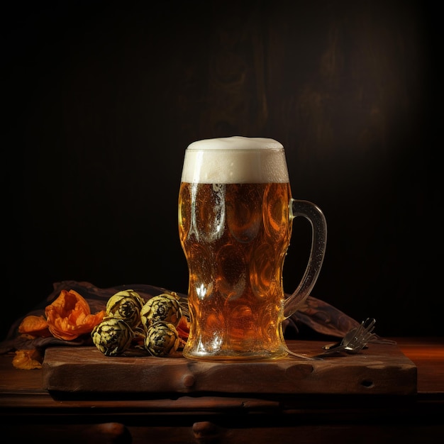 A poster with a still life of beer