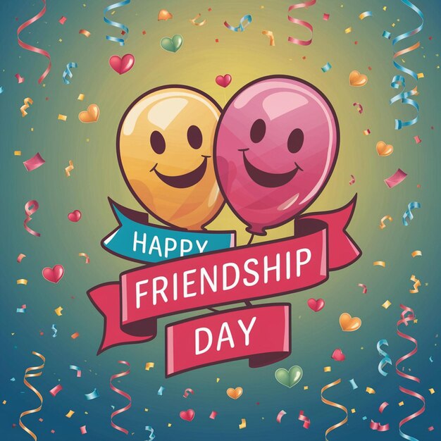 a poster with two balloons and a banner saying friendship day