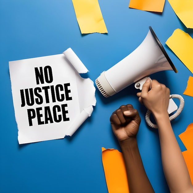 Photo a poster with the word justice on it that says no justice