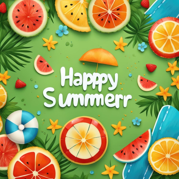 a poster with the words happy summer on it