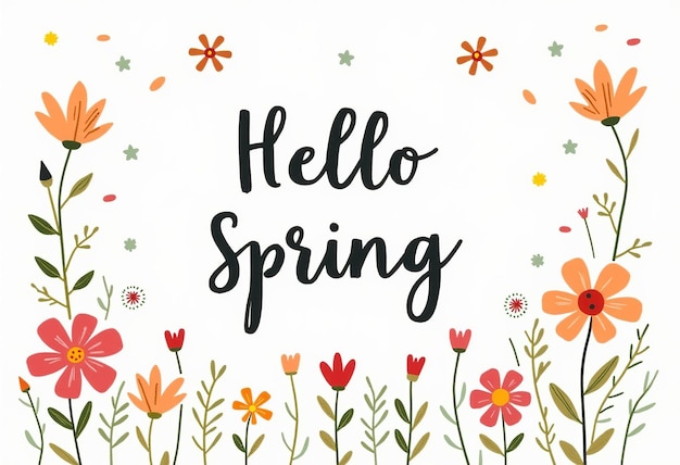 Photo a poster with the words hello spring on it