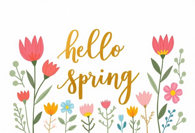 Photo a poster with the words hello spring on it