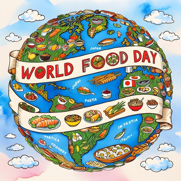 Photo a poster with a world of food written on it