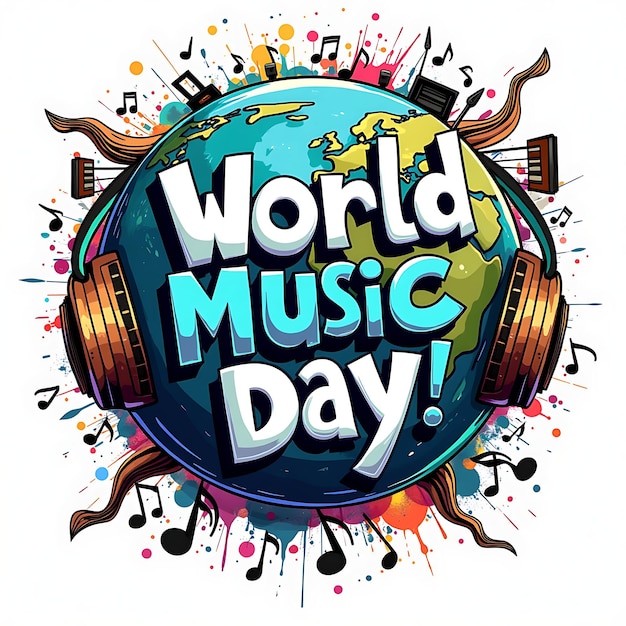 Photo a poster with a world music day written on it