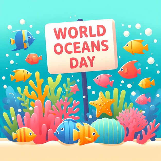 a poster with the worlds oceans day written on it