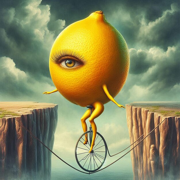 Photo a poster with a yellow lemon on it that says eyeball on it