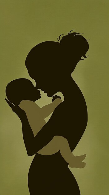 Photo a poster of a woman and a child with a silhouette of a woman kissing her