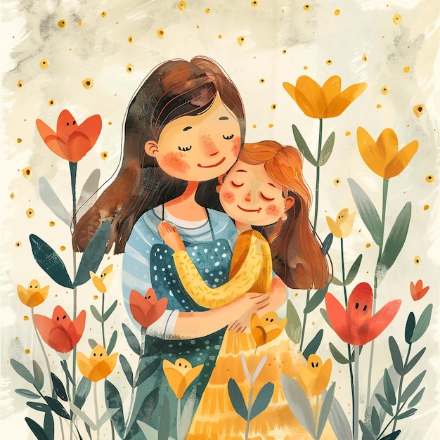 A poster for a woman with a baby and butterflies Happy Mother Day