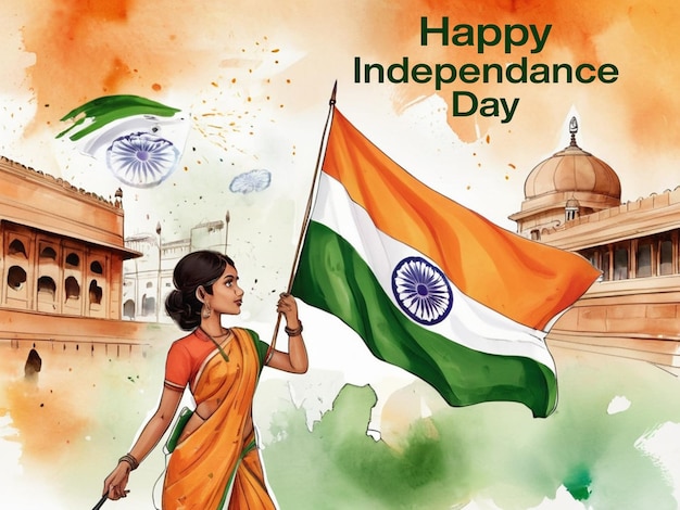 a poster for a woman with a flag that says happy independence