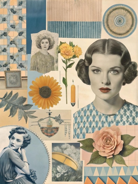 a poster of a woman with a flower in the middle