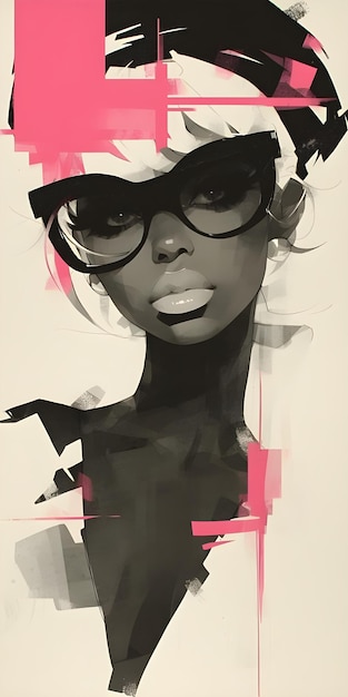 a poster of a woman with glasses and a pink hat that says she is wearing a pink hat