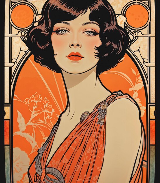 A poster of a woman with a red dress