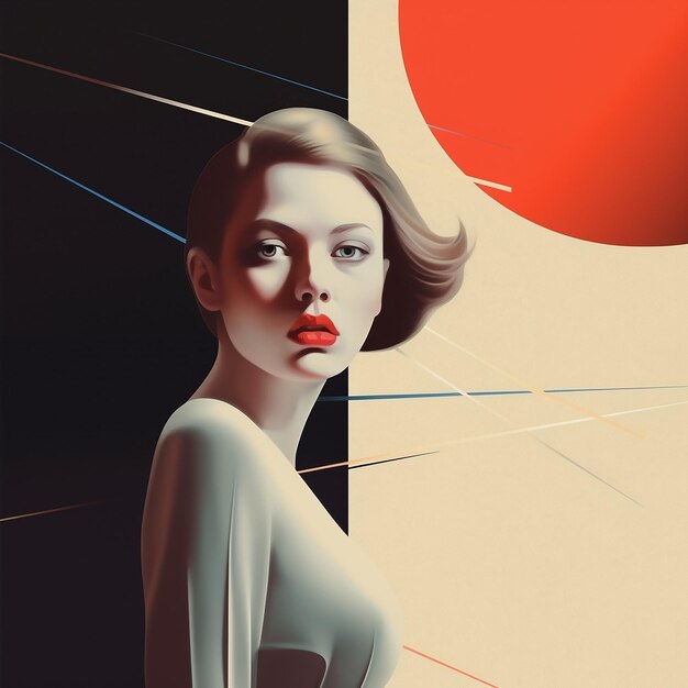 a poster for a woman with a red lip and a red lip