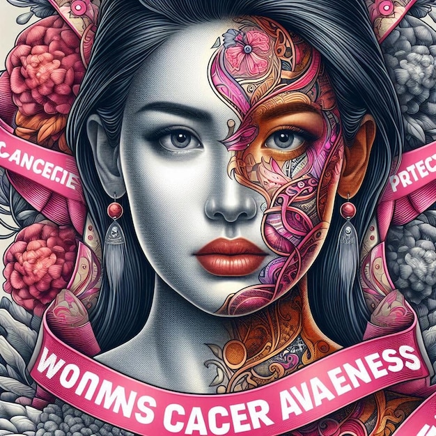 a poster for a woman with a tattoo on her face and the words pregnant