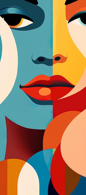 a poster of a womans face with a colorful image of a womans lips