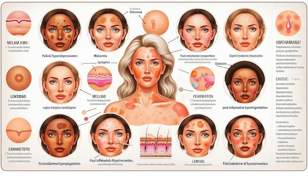 a poster of a womans face with different facial features