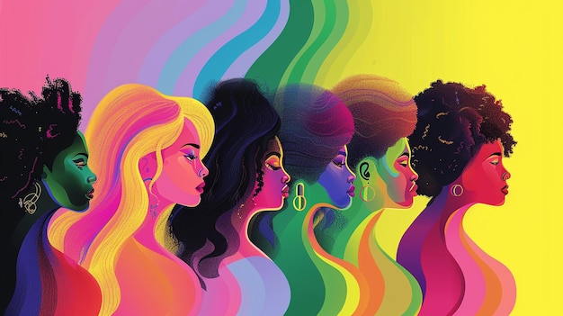 a poster of women with different colors and colors with the words women in different colors