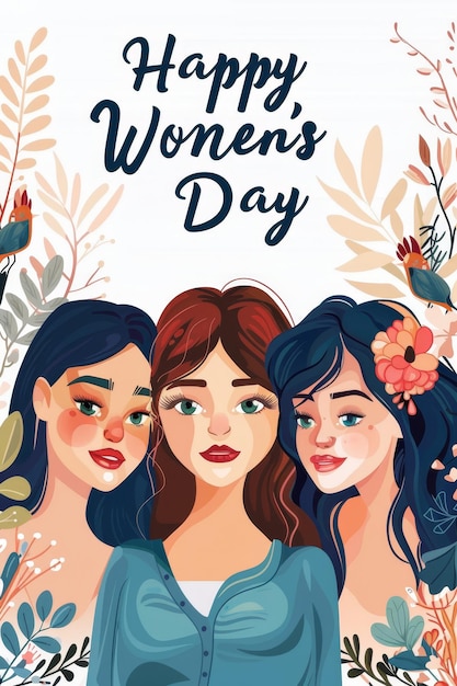 a poster for womens day day with flowers and leaves