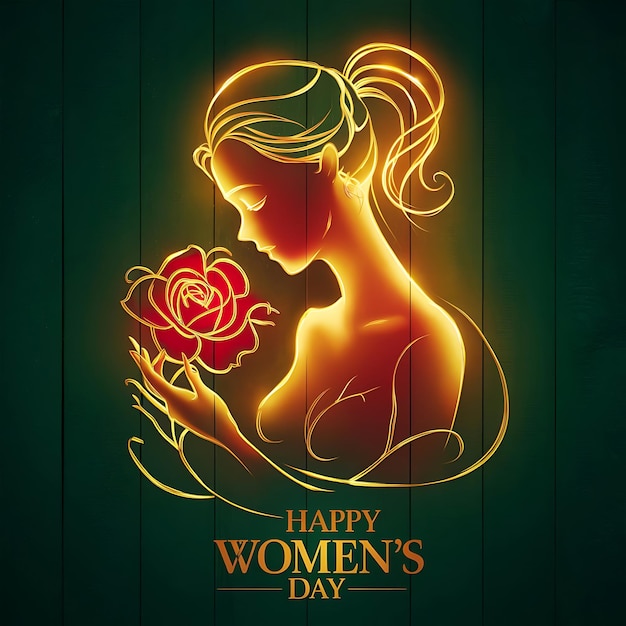 a poster for a womens day with a woman holding roses