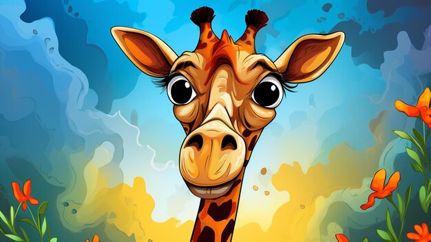 Photo a poster of a wonderful cartoon giraffe