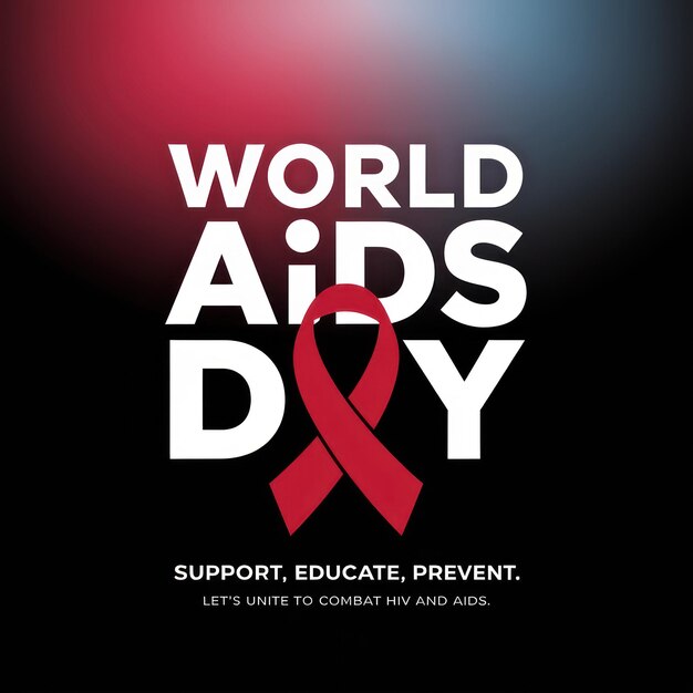 Photo a poster for world aids day is held in a black background