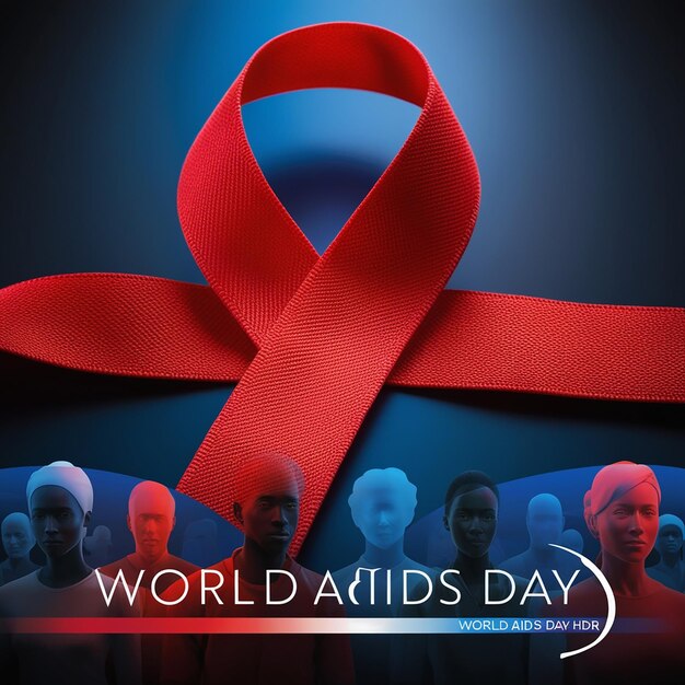 a poster for world aids day with people in the background