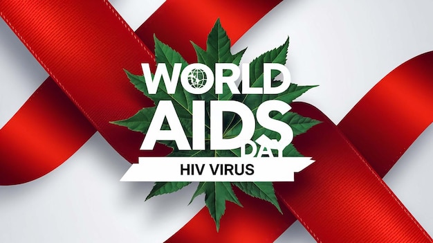 a poster for world aids day with a red ribbon around it