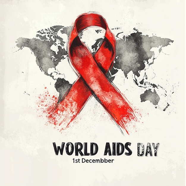 Photo a poster for world aids day with a red ribbon