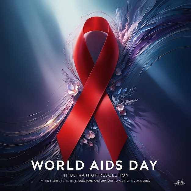 poster for world aids day with a red ribbon