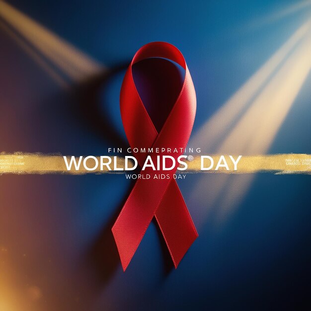 a poster for world aids day with a red ribbon