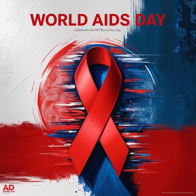 poster for world aids day with a red ribbon