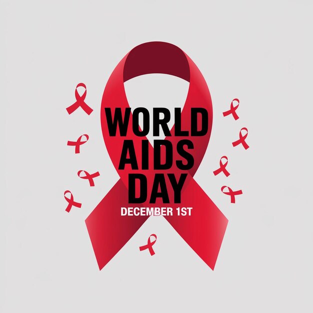 Photo a poster for world aids day with a red ribbon