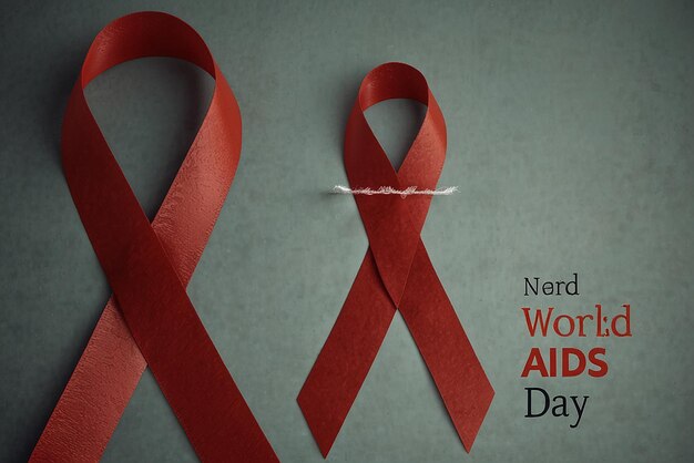 Photo poster for the world aids day with a red ribbon