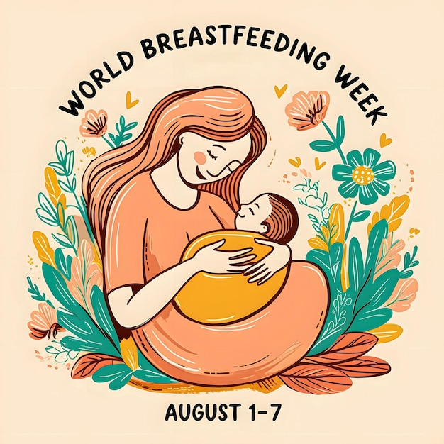 a poster for world breast cancer week showing a woman holding a baby