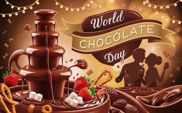 a poster of a world chocolate with a banner that says world chocolates