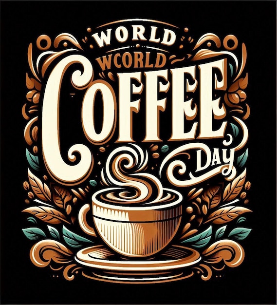 Photo a poster for world coffee day with a cup of coffee