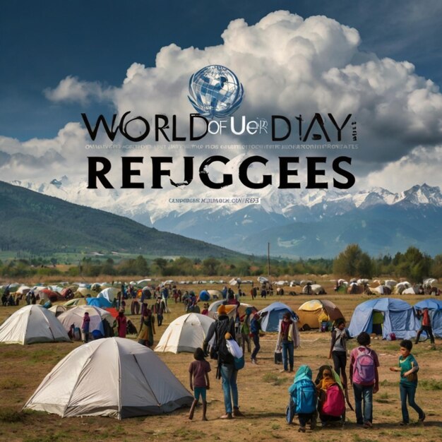 Photo a poster for world day of america with people standing in a field