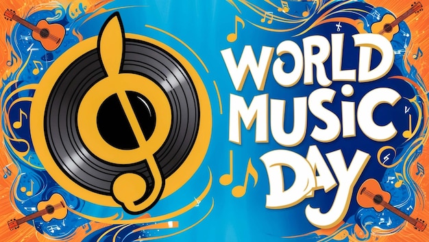 a poster for world day with music notes and a musical note