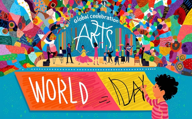 a poster for world day with people and a banner that says world day