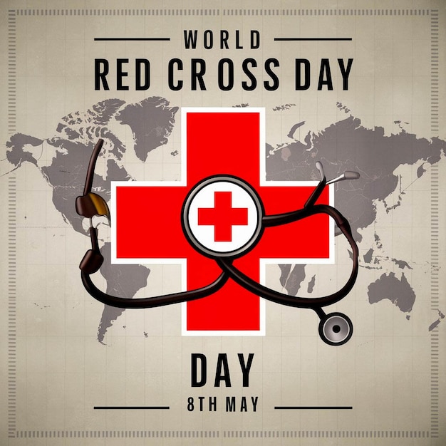 Photo a poster for world day with a red cross on it