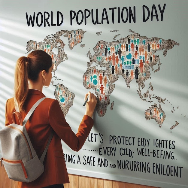 Photo a poster for world day in the world with a woman drawing on it