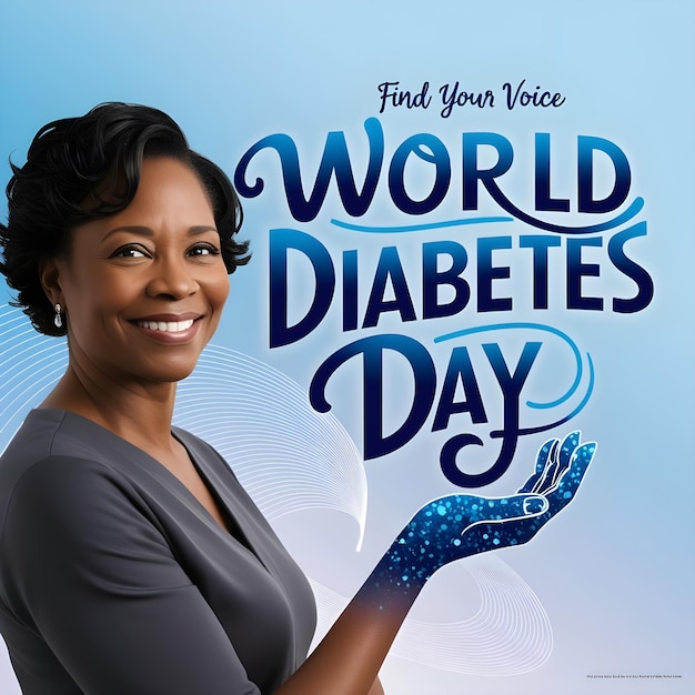 a poster for world diabetes with a woman holding her hands